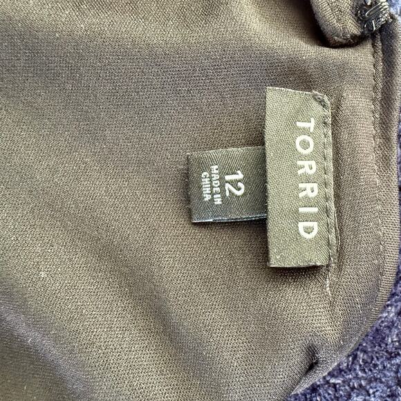 Torrid Black Sequin Chiffon Skater Midi Dress Size 12 -K186 - Picture 5 of 6